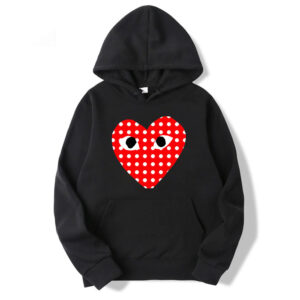 CDG White Dotted Heart Hoodie