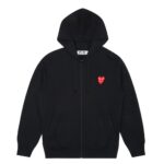 Play Comme des Garçons Hooded Sweatshirt with Double Red Heart (Black)