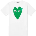 Comme Des Garcons Play Double Heart Tee Green