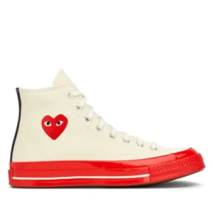 CONVERSE RED SOLE HIGH TOP (WHITE)