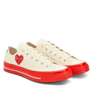 CONVERSE RED SOLE LOW TOP (WHITE)