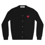 PLAY MENS CARDIGAN RED EMBLEM BLACK