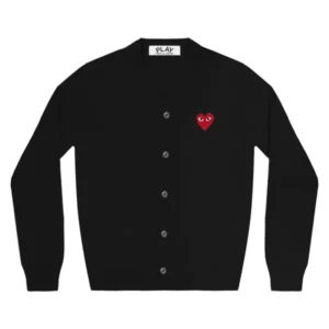 PLAY MENS CARDIGAN RED EMBLEM BLACK