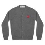 PLAY MENS CARDIGAN RED EMBLEM GREY