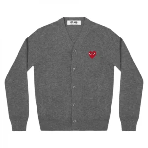 PLAY MENS CARDIGAN RED EMBLEM GREY