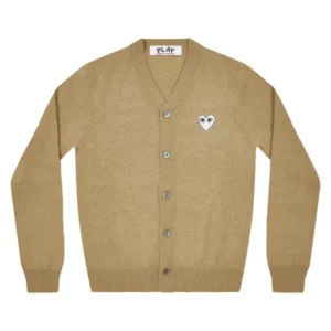 PLAY MENS CARDIGAN WHITE HEART NATURAL SERIES CAMEL