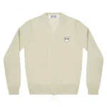 PLAY MENS CARDIGAN WHITE HEART NATURAL SERIES OFF WHITE