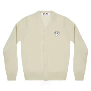 PLAY MENS CARDIGAN WHITE HEART NATURAL SERIES OFF WHITE