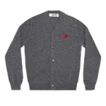 PLAY MENS CARDIGAN WITH DOUBLE EMBLEMS GREY