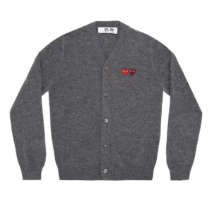 PLAY MENS CARDIGAN WITH DOUBLE EMBLEMS GREY