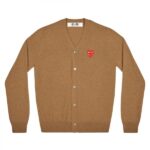 PLAY MENS CARDIGAN WITH RED FAMILY HEART (BROWN)