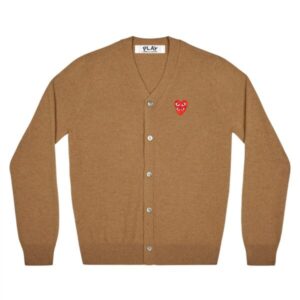 PLAY MENS CARDIGAN WITH RED FAMILY HEART (BROWN)