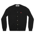 PLAY MENS CARDIGAN WITH SMALL RED HEART (BLACK)