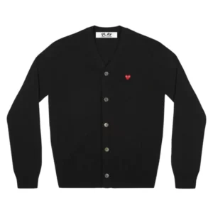 PLAY MENS CARDIGAN WITH SMALL RED HEART (BLACK)