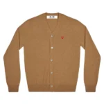 PLAY MENS CARDIGAN WITH SMALL RED HEART (BROWN)