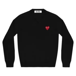 PLAY V-NECK PULLOVER RED EMBLEM (BLACK)