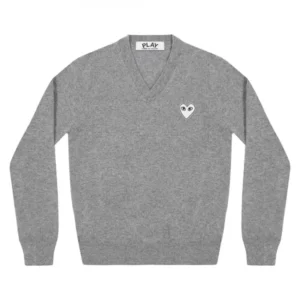 PLAY V-NECK PULLOVER WHITE HEART (GREY)